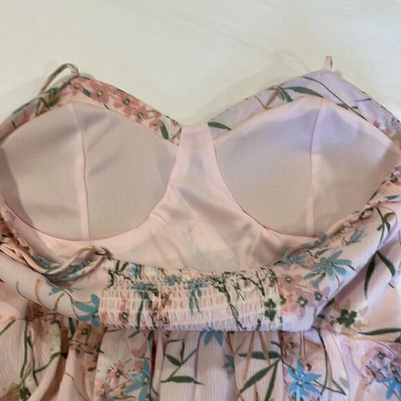 XHILARATION summer  pink floral short dress emipire waist corset top small - Picture 7 of 8